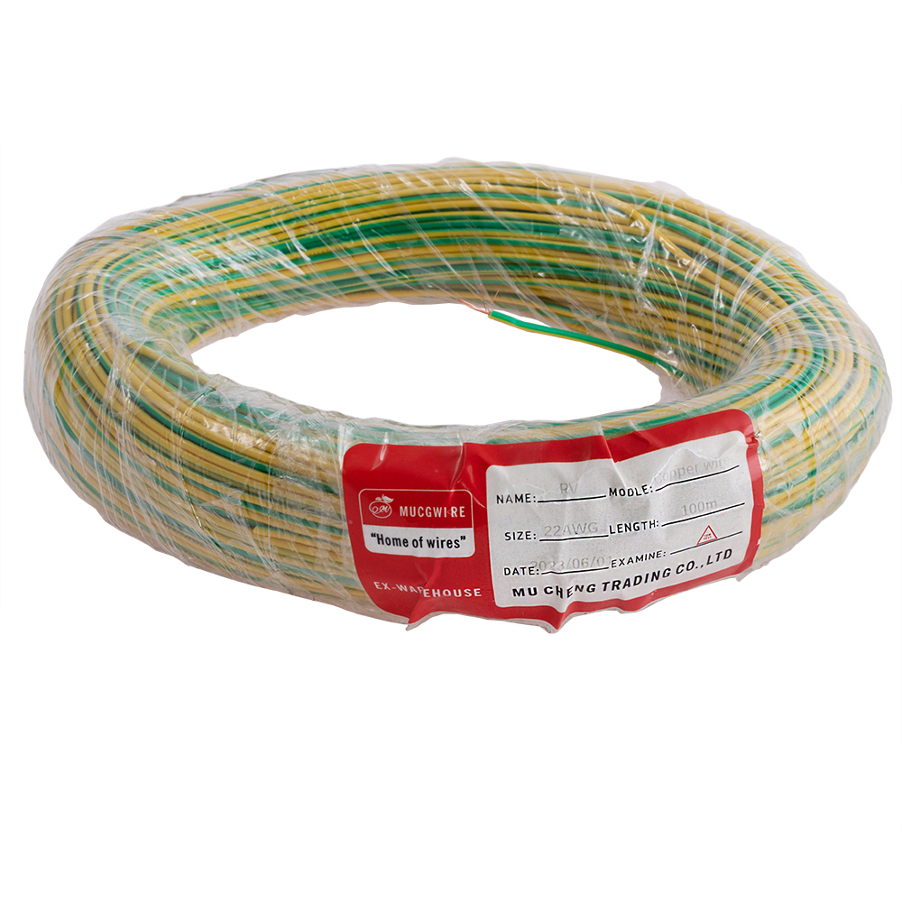 Провід багатожильний 0.3mm² (22AWG/16xD0.15мм, мідь, PVC), жовто-зелений