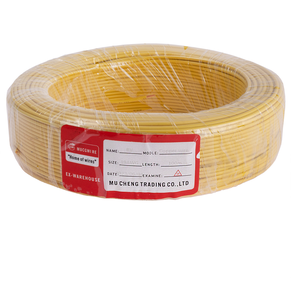 Провід одножильний 0.75mm² (19AWG/D0.80мм, мідь, PVC), жовтий