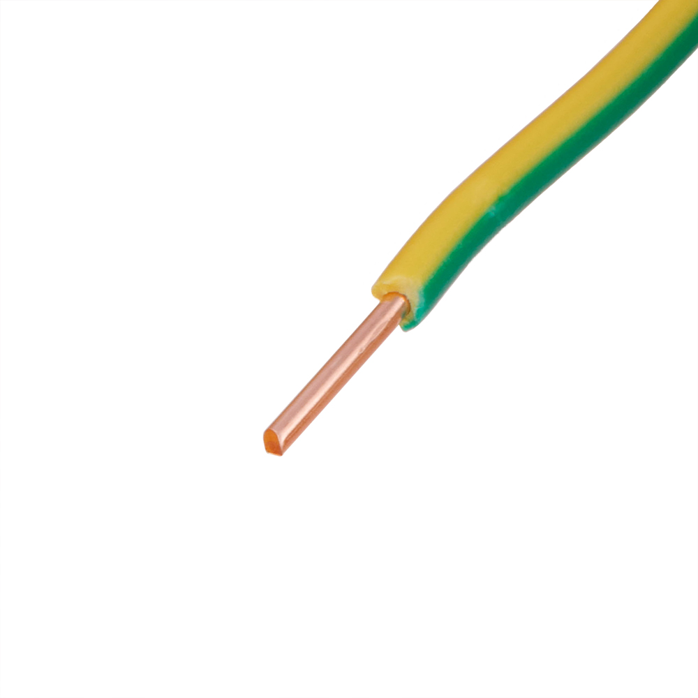 Провід одножильний 1.0mm² (18AWG/D1.13мм, мідь, PVC), жовто-зелений