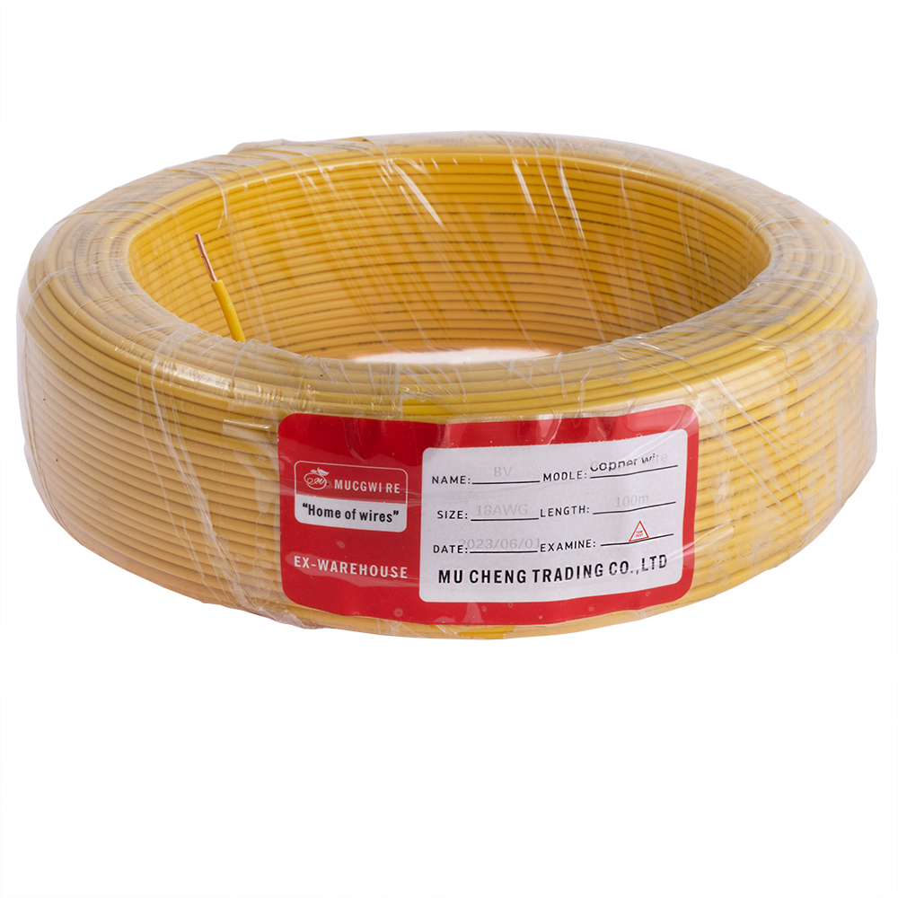 Провід одножильний 1.0mm² (18AWG/D1.13мм, мідь, PVC), жовтий