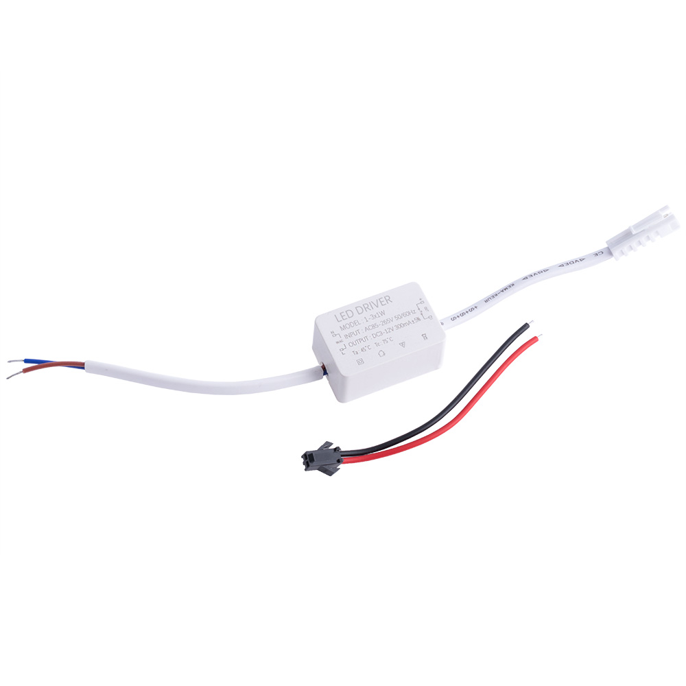 Драйвер для світлодіодів 1-3W в корпусі, 300mA ±5% @ DC 3-12V, AC 85-265V, 40x26x19mm Драйвер для світлодіодів 1-3W в корпусі, 300mA ±5% @ DC 3-12V, AC 85-265V, 40x26x19mm
