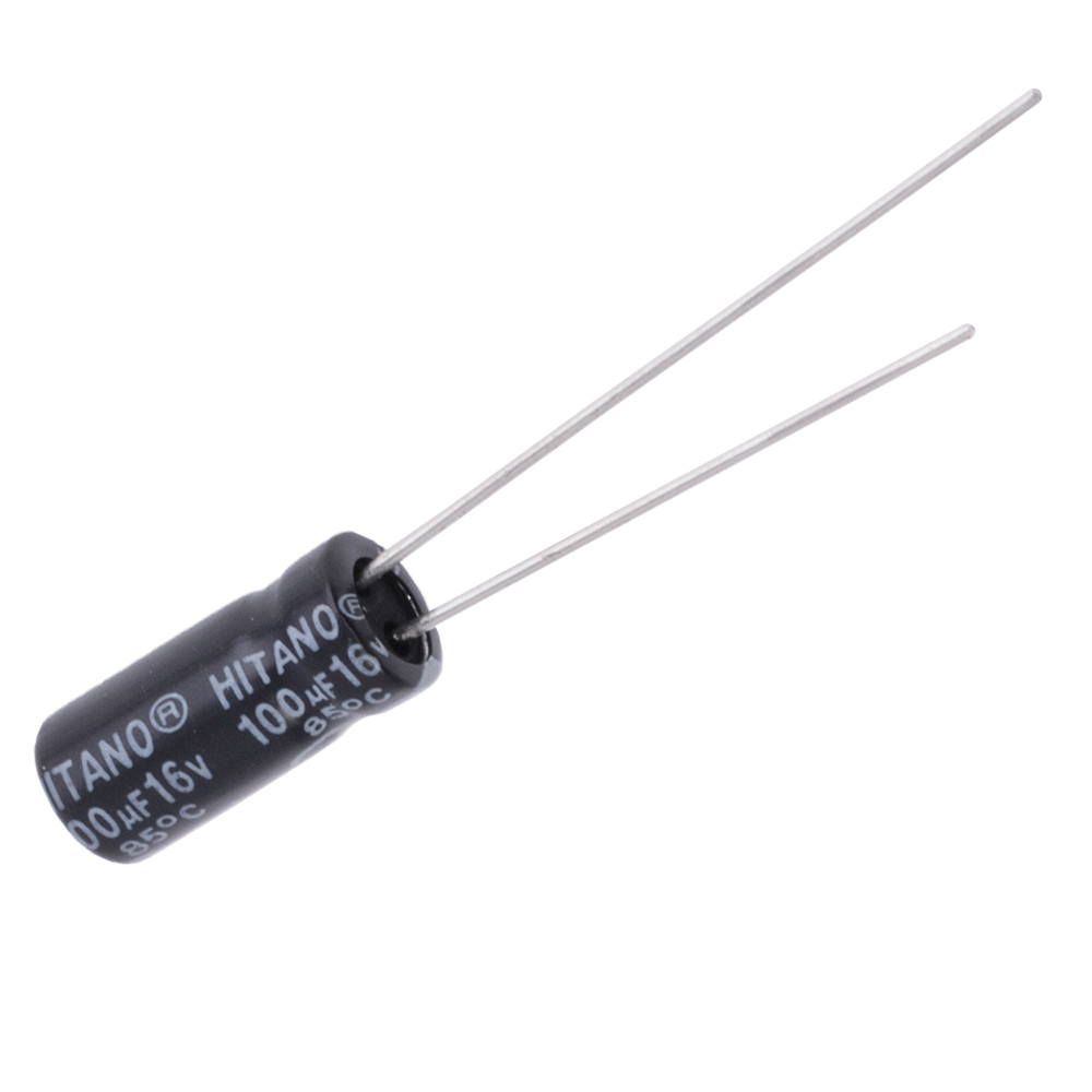 100uF 16V ECR 5x11mm (ECR101M16B-Hitano) (електролітичний конденсатор)