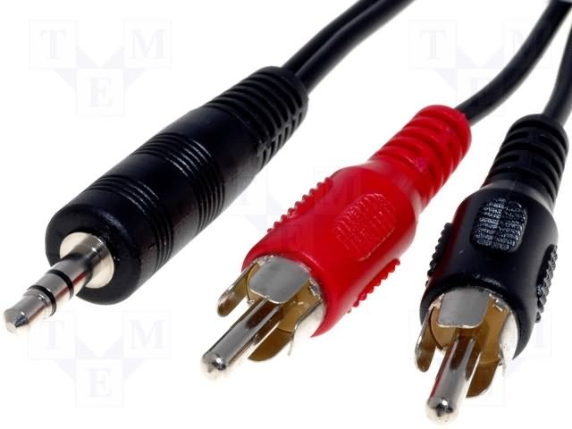 Кабель, вилка Jack 3,5 мм, вилка RCA x2, 1,5м (CABLE-458)