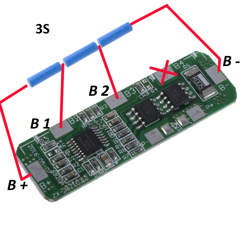 Плата захисту для 3-х акумуляторів LI-ION, 3А