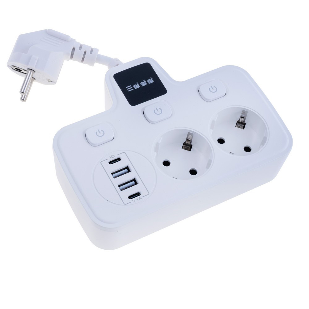 Мережевий фільтр 13A max., розгалужувач на 2 розетки із USB, BKL-503 USB