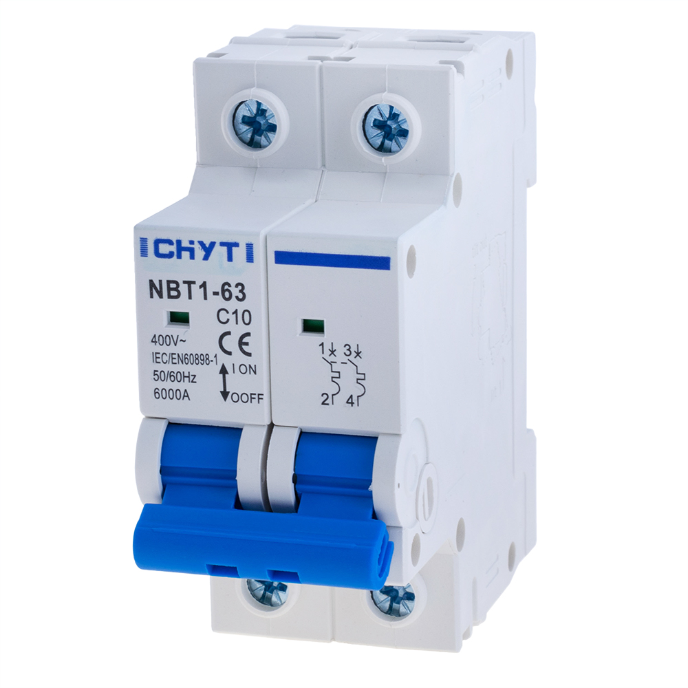 Автоматичний вимикач змінного струму двополюсний 10A NBT1-63-C10-2P CHYT Автоматичний вимикач змінного струму двополюсний 10A NBT1-63-C10-2P CHYT