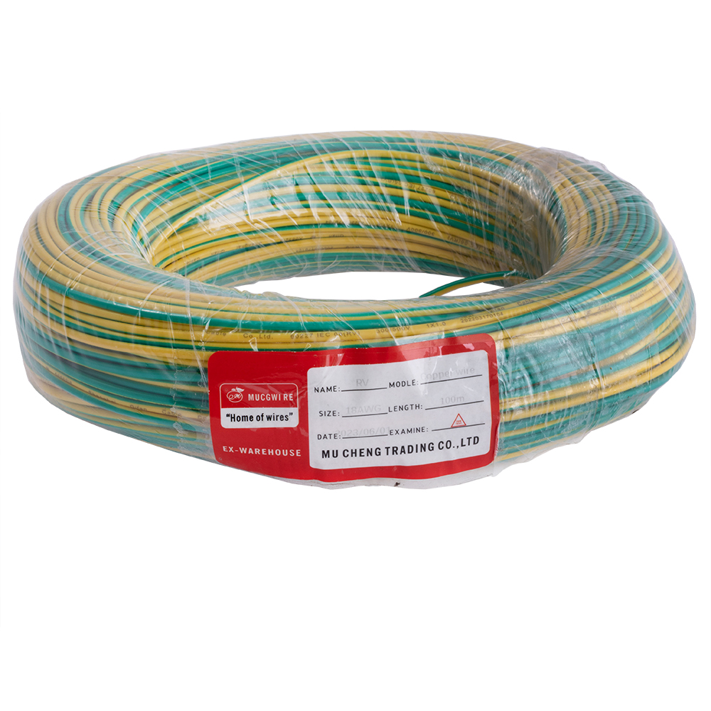 Провід багатожильний 1.0mm² (18AWG/32xD0.20мм, мідь, PVC), жовто-зелений