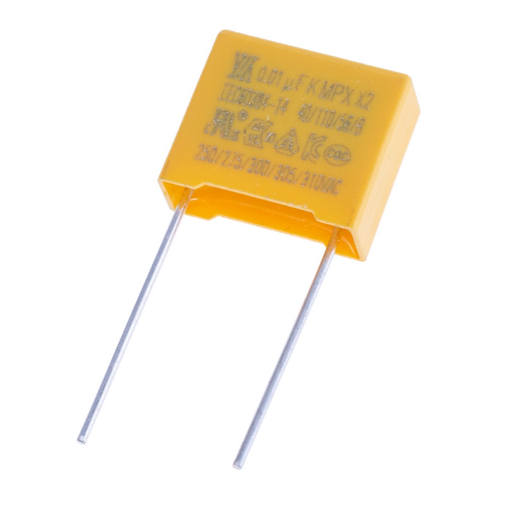 MPX 10nF 275VAC K(±10%), P=10mm, 5x11x13mm X2-103K275VACC2-1 YY-конденсатор плівковий