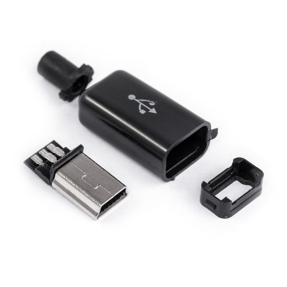 Mini USB тип AB вилка apple style черная