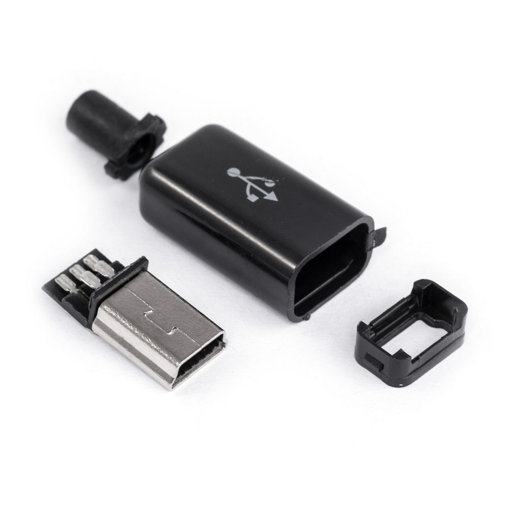 Mini USB тип AB вилка apple style черная Mini USB тип AB вилка apple style черная