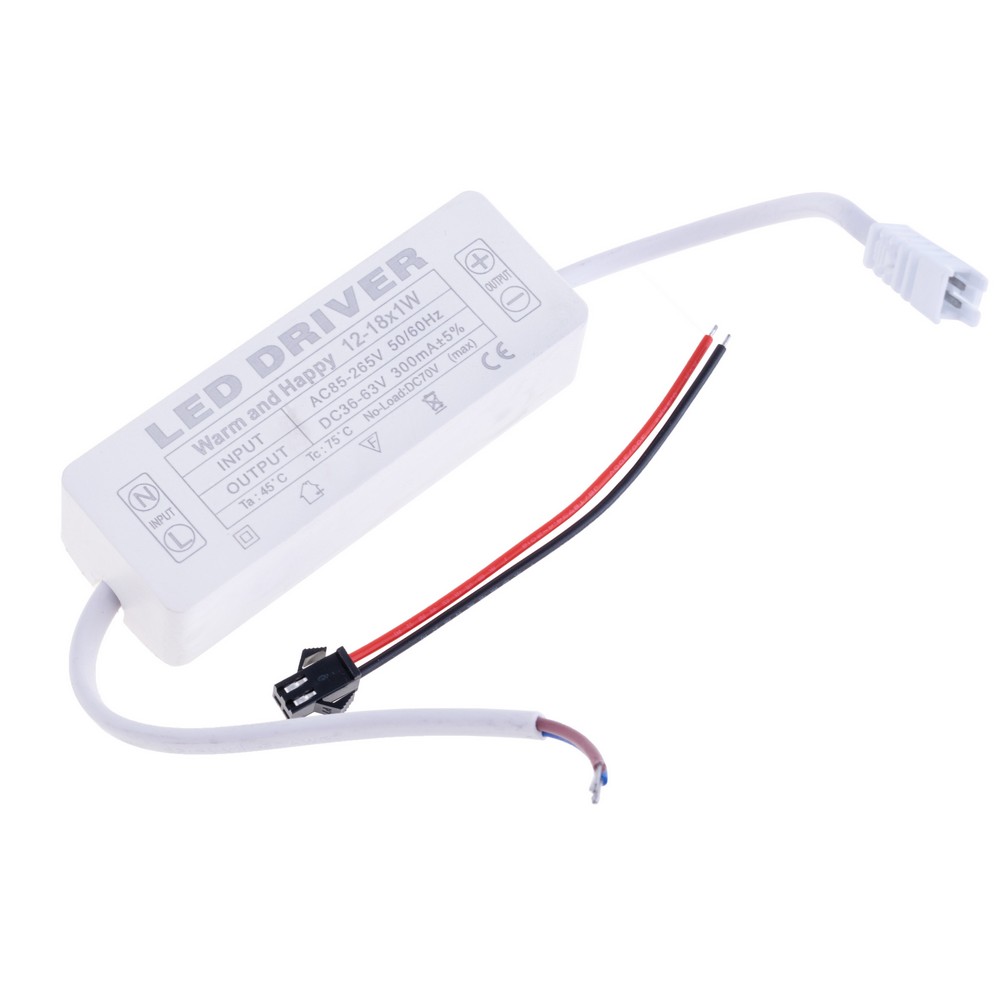 Драйвер для світлодіодів 12-18W в корпусі, 300mA ±5% @ DC 36-63V, AC 85-265V, 83x30x20mm