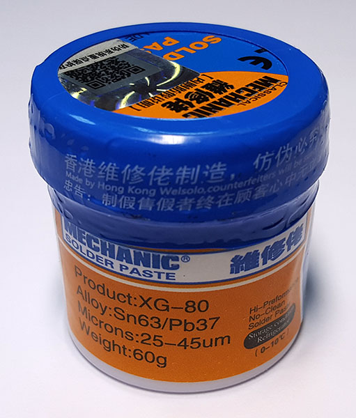 Паяльна паста XG-80 (Mechanic, Sn63/Pb37), 60г