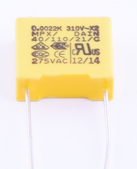 MPX 2,2nF 310V K(+/-10%), P=10mm; 5x11x13mm (MPX222K310ACP3-DAIN) (конденсатор плівковий)