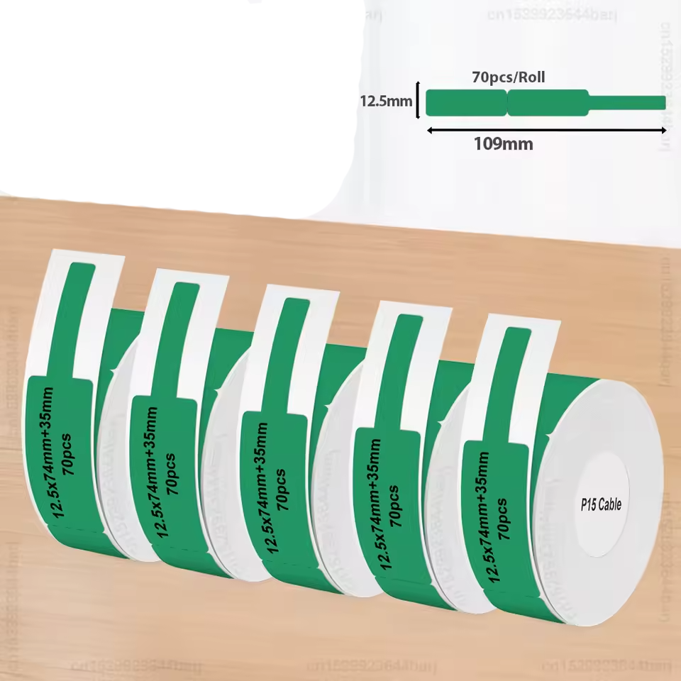 Стрічка для принтера етикеток зелена, для маркування проводу, 1 бобіна