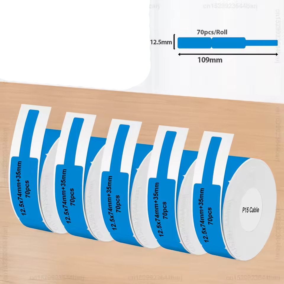 Стрічка для принтера етикеток синя, для маркування проводу, 1 бобіна