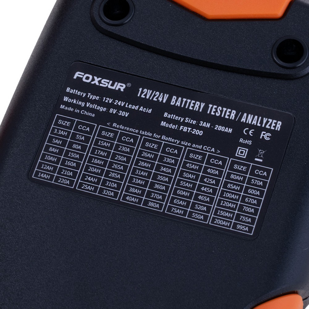 Тестер акумуляторних батарей 12V/24V AGM, VRLA, GEL, STD, EFB, FBT-200