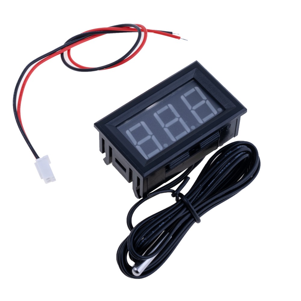 Цифровий термометр зелений 12V, -50..+110°С, провід 1м.