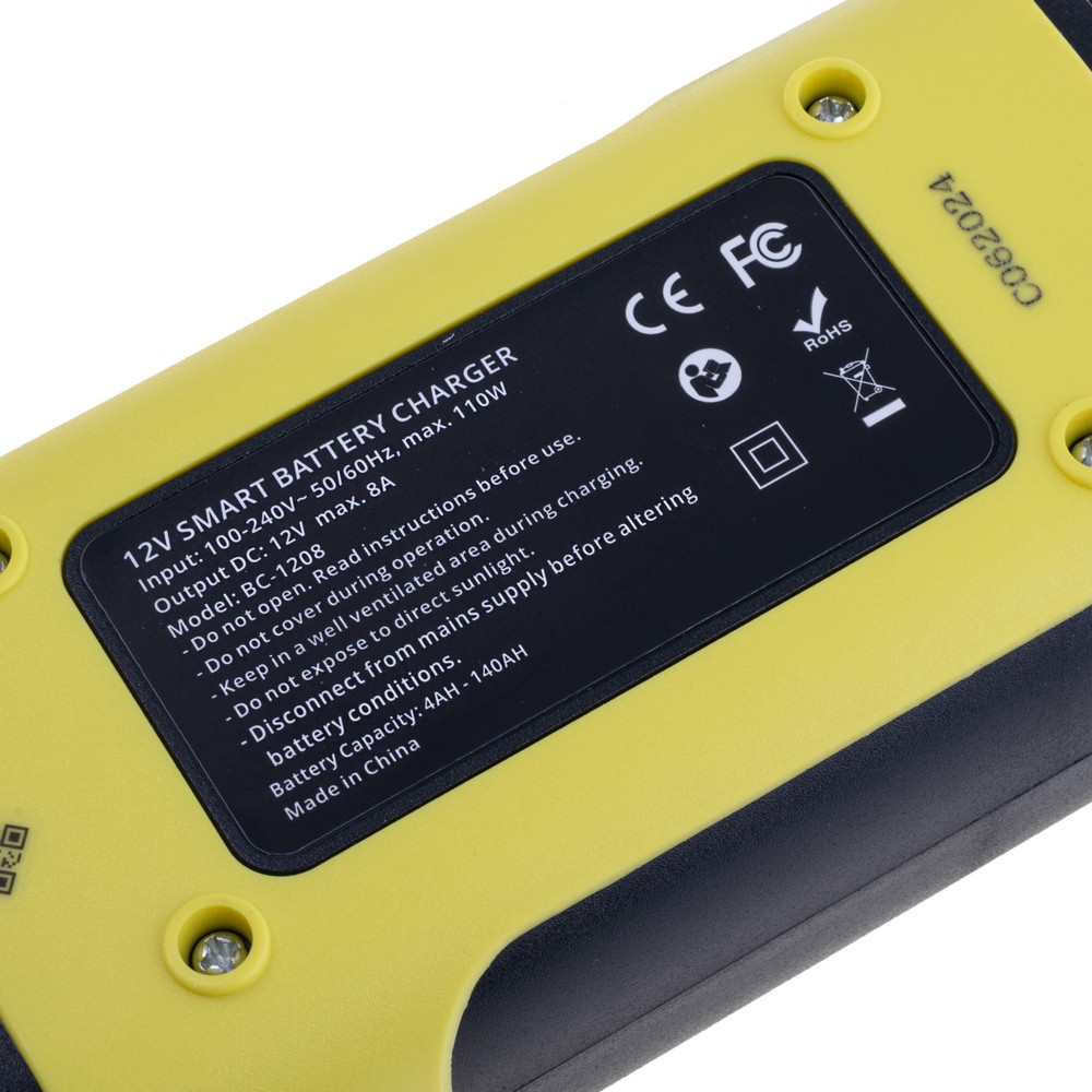 Зарядний пристрій для свинцево-кислотних акумуляторів 12V, 8A, BC-1208 Зарядний пристрій для свинцево-кислотних акумуляторів 12V, 8A, BC-1208