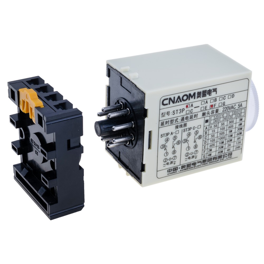 Реле часу із затримкою вмикання 12VDC, ST3P-AF, 12VDC 2M/20M/2H/12H