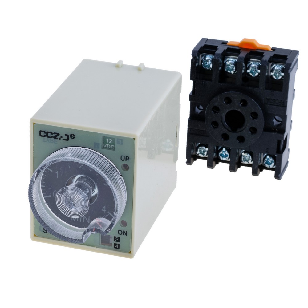 Реле часу із затримкою вмикання 12VDC, ST3P-AG 12VDC, 4M/40M/4H/24H