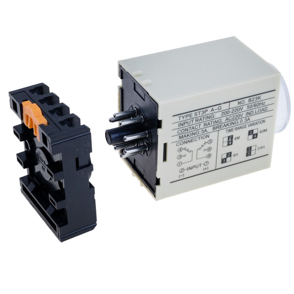 Реле часу із затримкою вмикання 12VDC, ST3P-AG 12VDC, 4M/40M/4H/24H