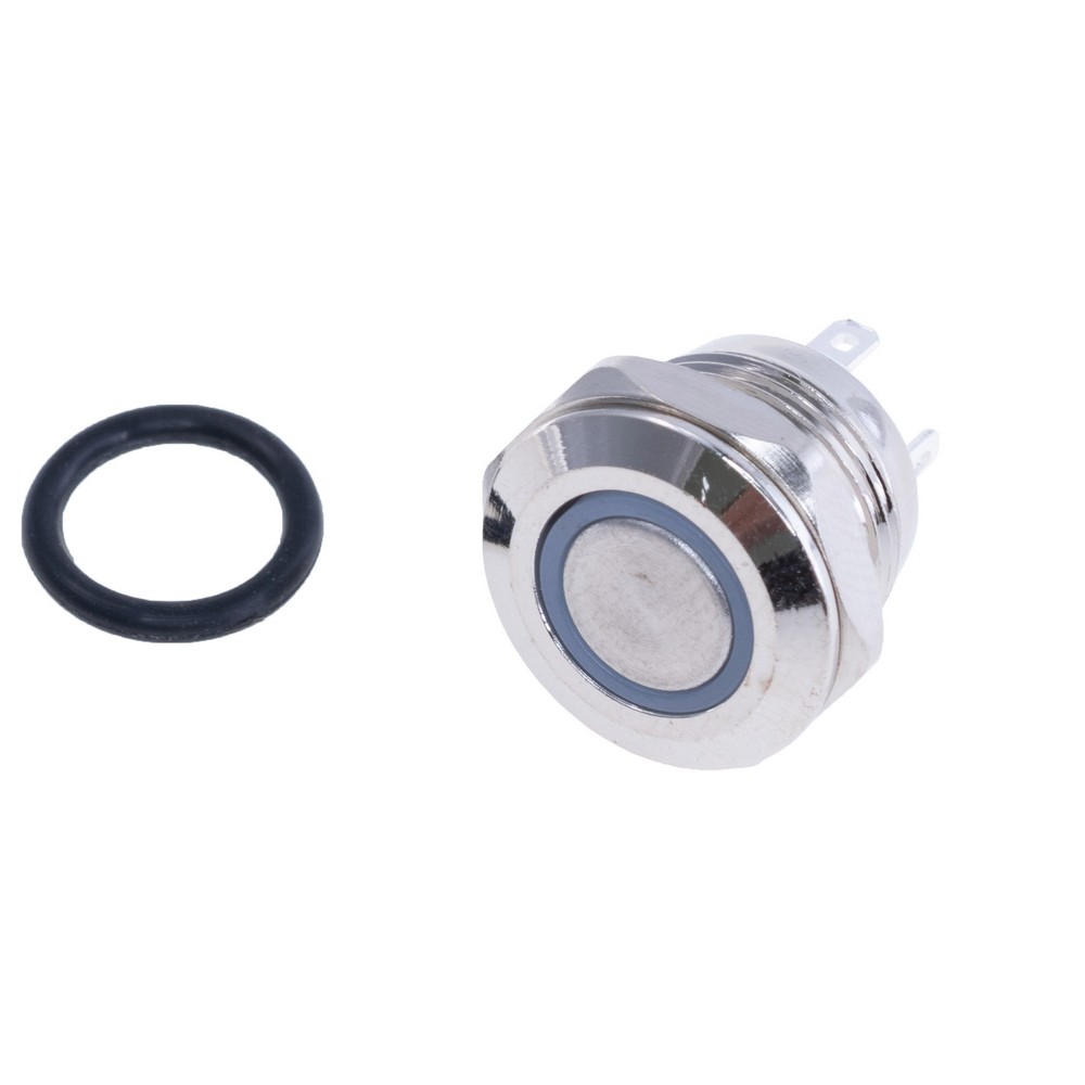 Кнопка антивандальна з червоним підсвічуванням 12V, GQ12F-10EM-EC