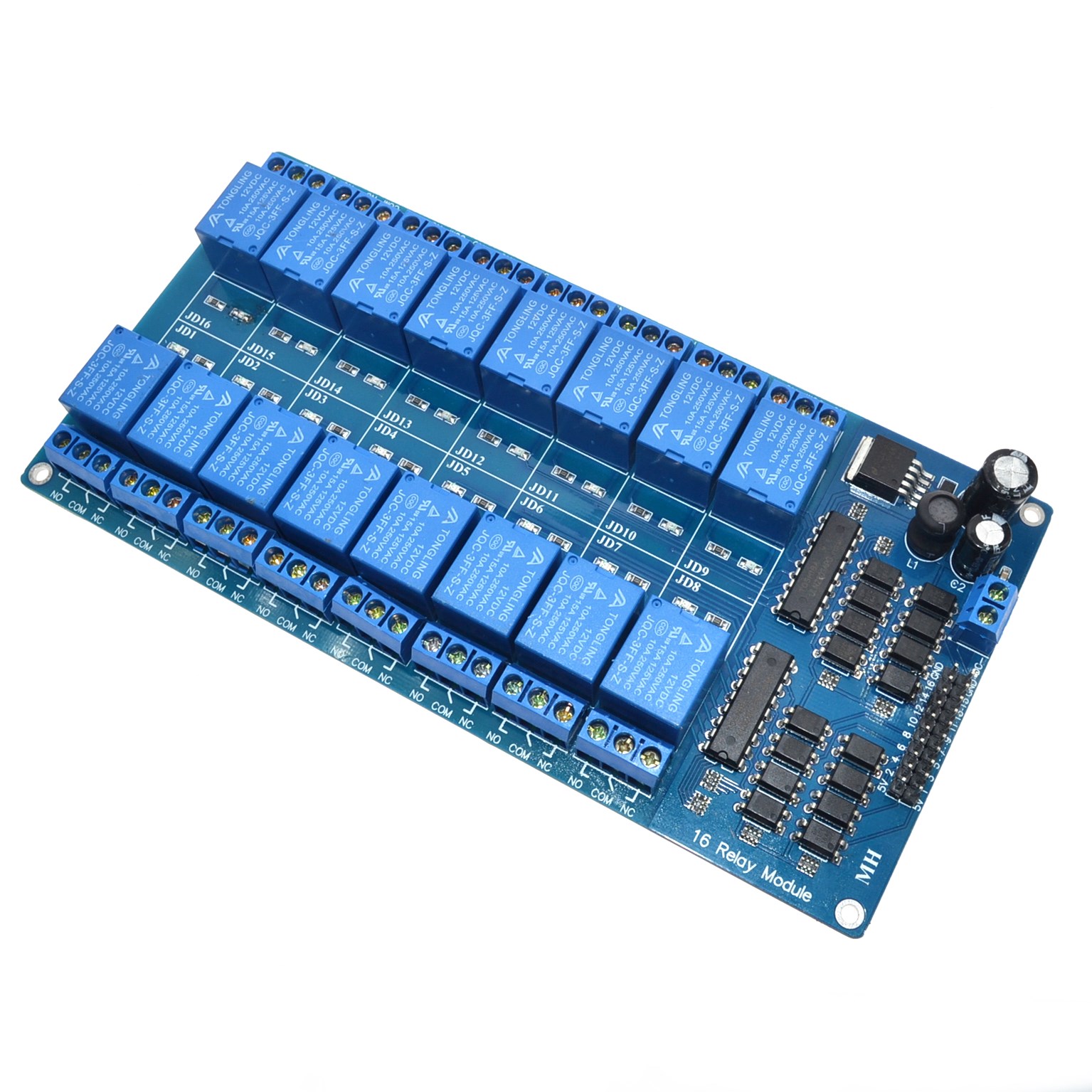 Модуль реле 16 каналів для Arduino + LM2596S (12V)