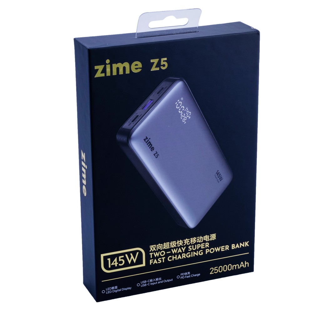 Power Bank zime Z5 25000mAh 90Wh (14000mAh @ 5V/6A) 145W max Black (B145W2C1A – zime)
