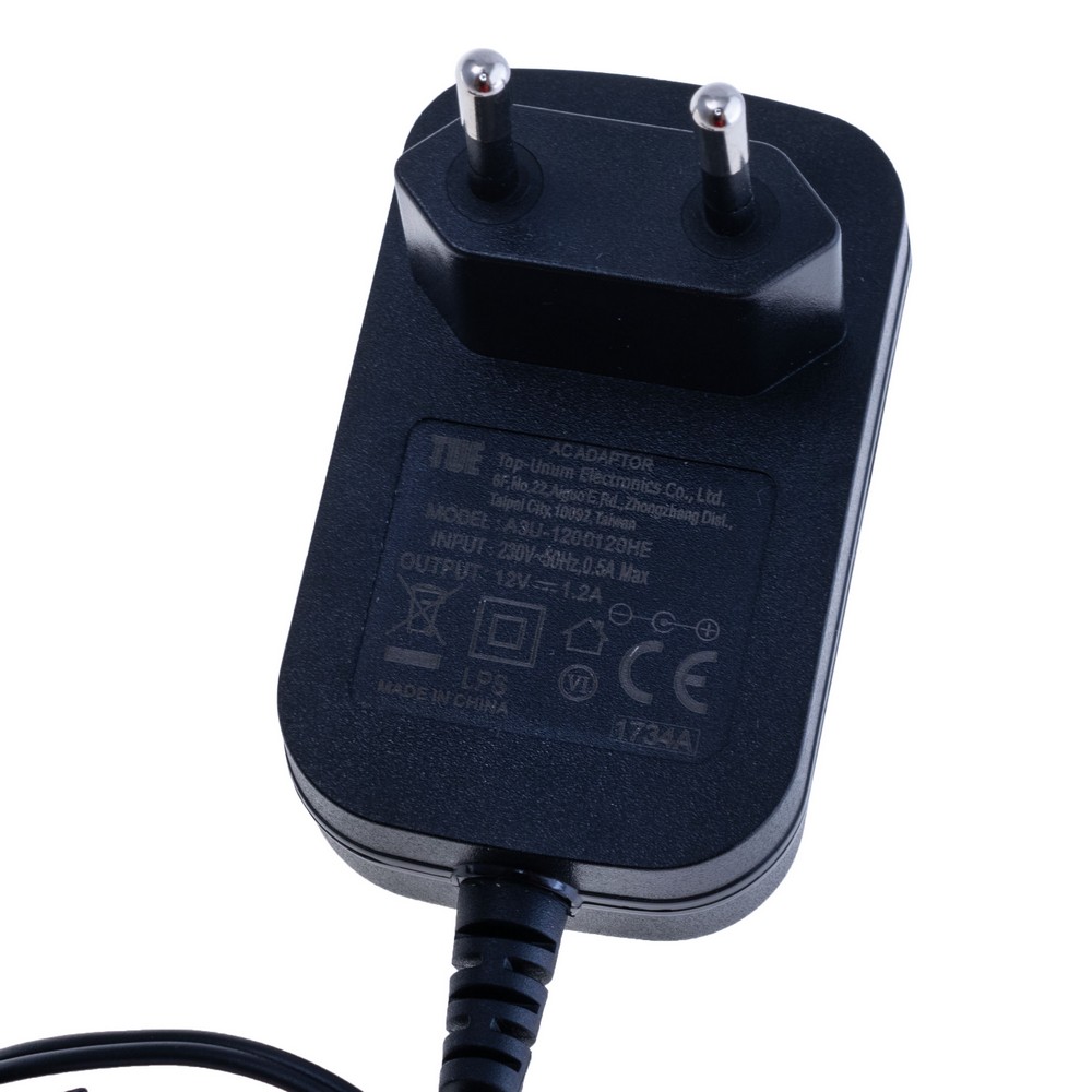 Блок живлення з вилкою 15W 12V, роз'єм:2.1x5.5мм, A3U-1200120HE 12V/1,2А