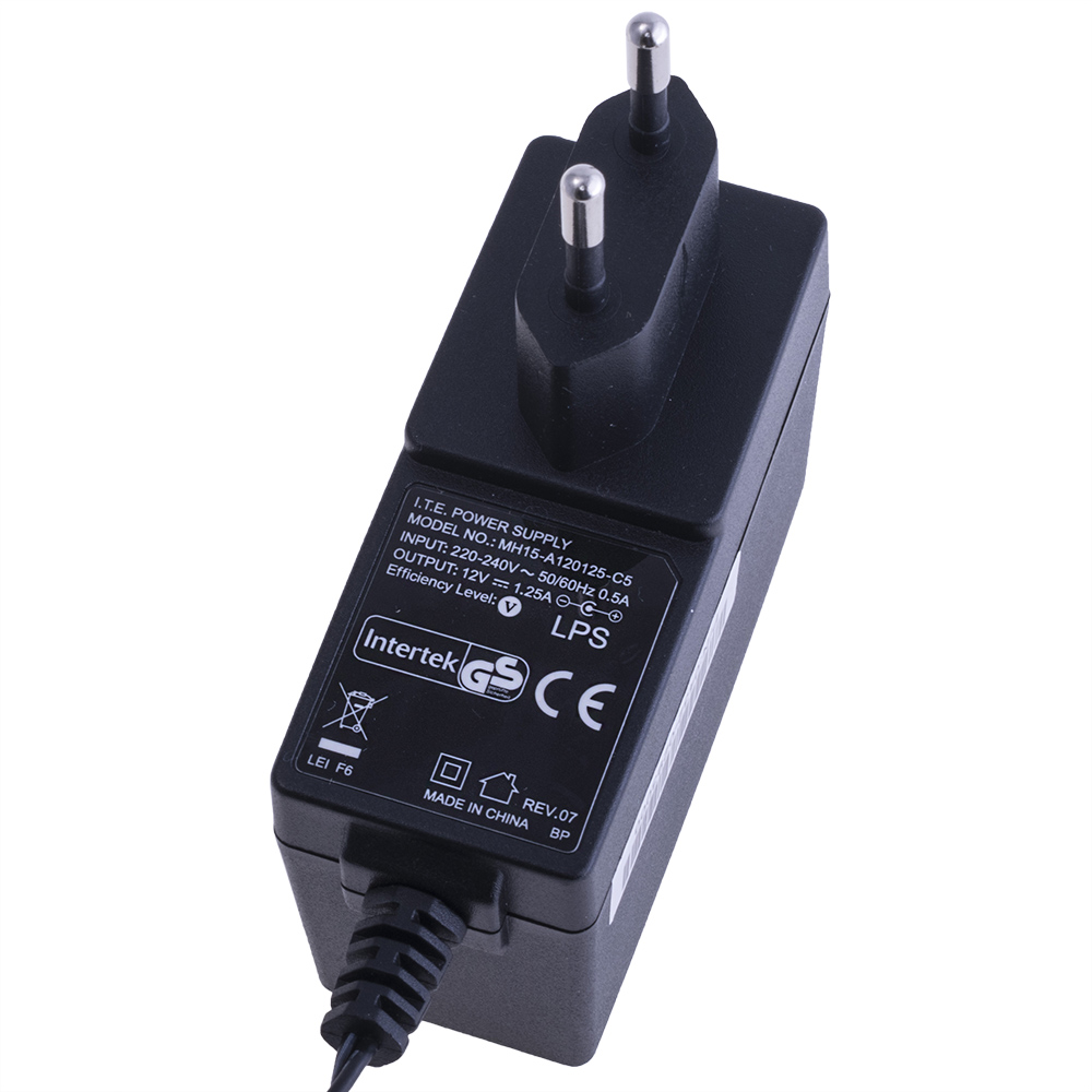 Блок живлення з вилкою 15W 12V, роз'єм:2.1x5.5мм, MH15-A120125-C5