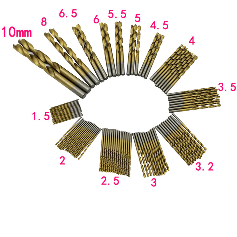 Комплект свердл, 99шт, розмір 1,5-10мм