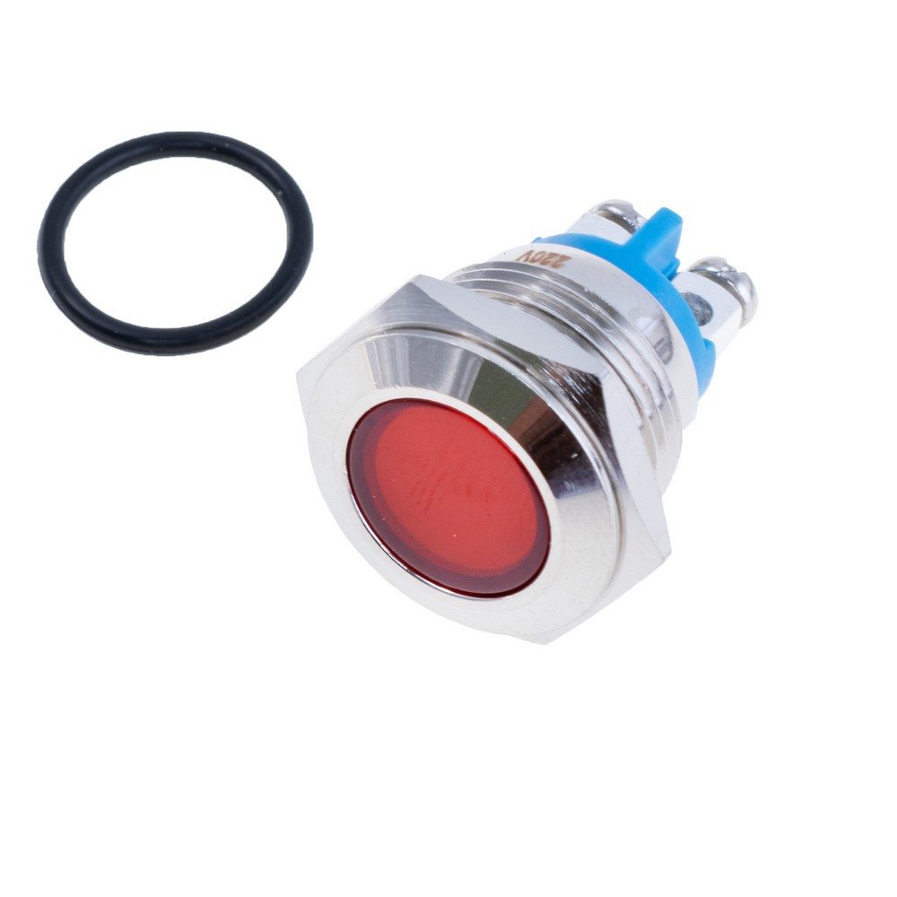 Індикаторна лампа 16 mm із червоним підсвічуванням IP67, 220V, GQ16AS-D-3 220V RED Індикаторна лампа 16 mm із червоним підсвічуванням IP67, 220V, GQ16AS-D-3 220V RED