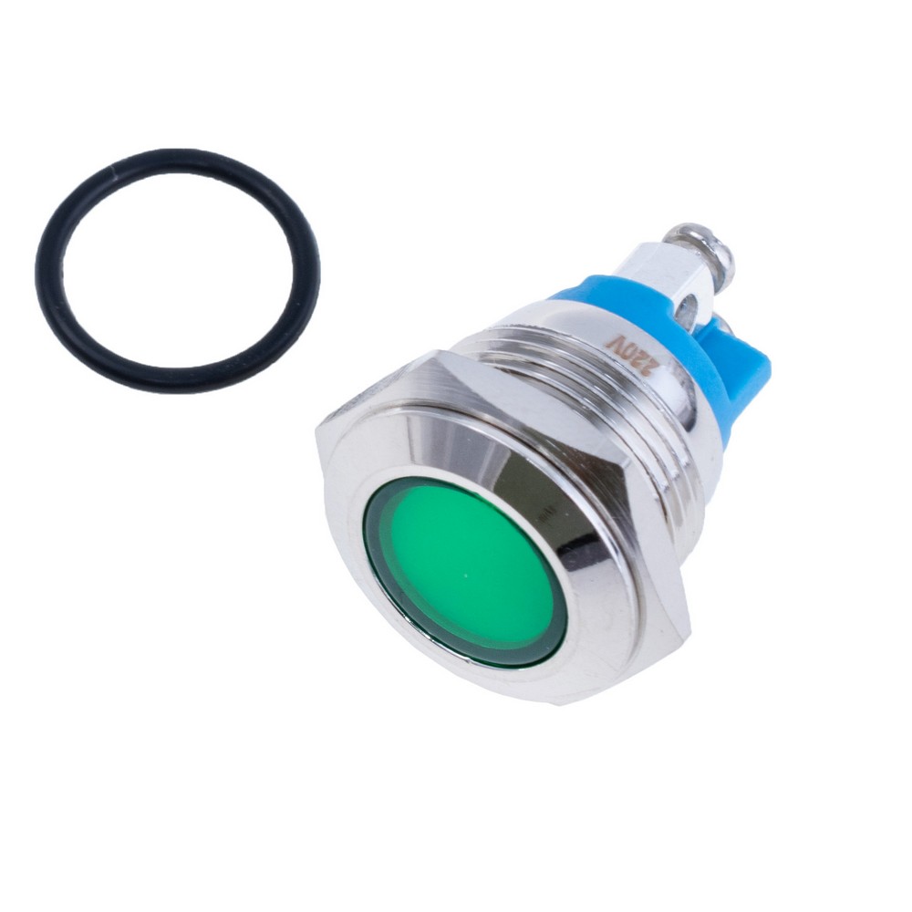 Індикаторна лампа 16 mm із зеленим підсвічуванням IP67, 220V, GQ16AS-D-3 220V GREEN Індикаторна лампа 16 mm із зеленим підсвічуванням IP67, 220V, GQ16AS-D-3 220V GREEN