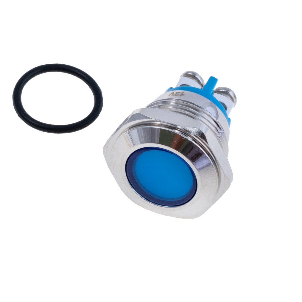 Індикаторна лампа 16 mm із синім підсвічуванням IP67, 12V, GQ16AS-D-3 12V BLUE Індикаторна лампа 16 mm із синім підсвічуванням IP67, 12V, GQ16AS-D-3 12V BLUE