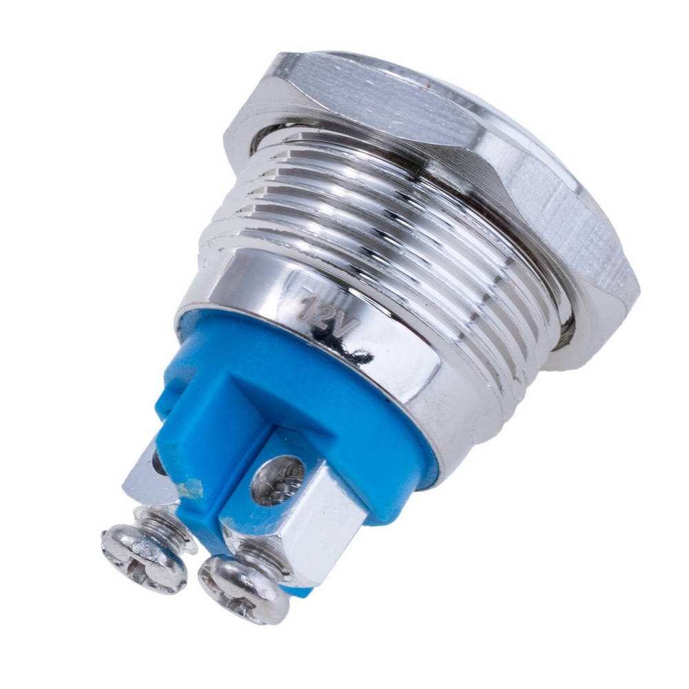 Індикаторна лампа 16 mm із синім підсвічуванням IP67, 12V, GQ16AS-D-3 12V BLUE Індикаторна лампа 16 mm із синім підсвічуванням IP67, 12V, GQ16AS-D-3 12V BLUE