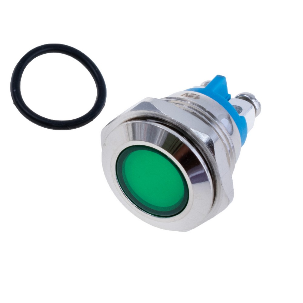 Індикаторна лампа 16 mm із зеленим підсвічуванням IP67, 12V, GQ16AS-D-3 12V GREEN Індикаторна лампа 16 mm із зеленим підсвічуванням IP67, 12V, GQ16AS-D-3 12V GREEN