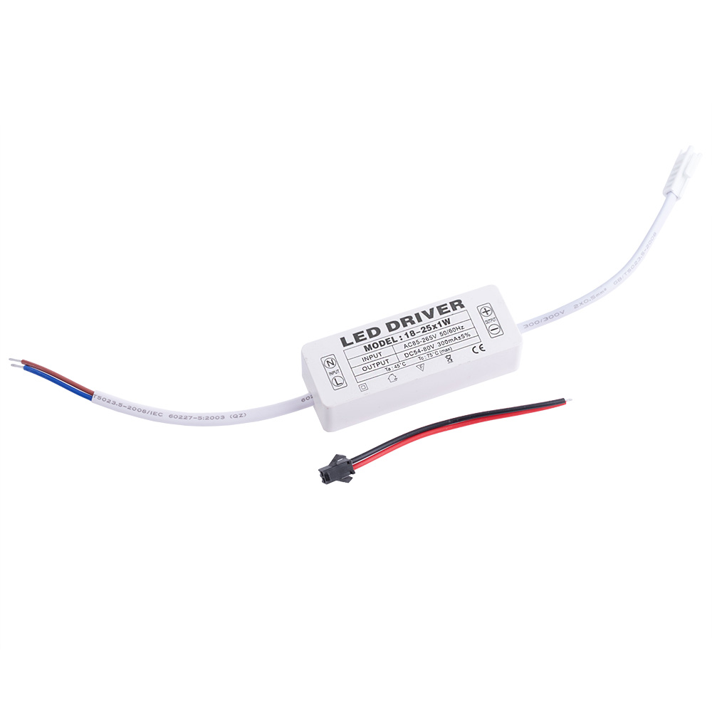 Драйвер для світлодіодів 18-25W в корпусі, 300mA ±5% @ DC 54-87V, AC 85-265V, 83x30x20mm Драйвер для світлодіодів 18-25W в корпусі, 300mA ±5% @ DC 54-87V, AC 85-265V, 83x30x20mm