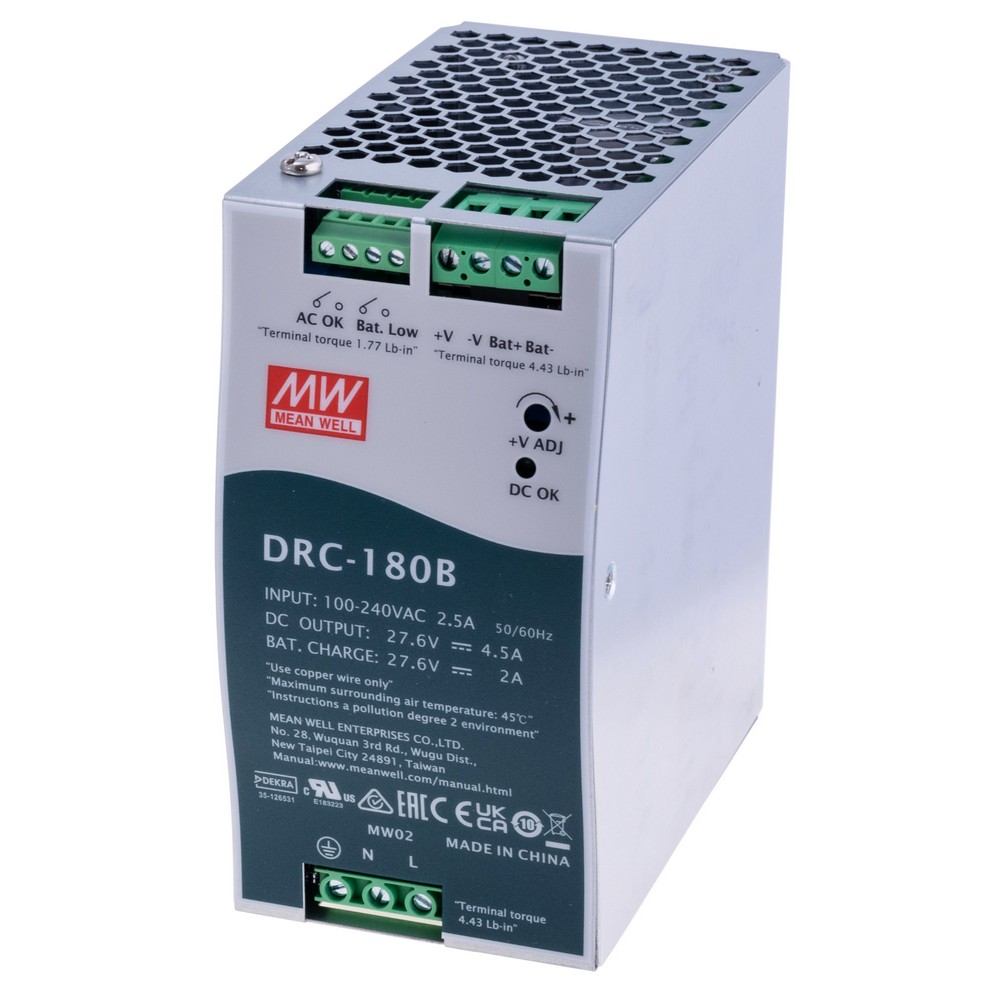 Блок живлення на DIN-рейку 180W 27,6V з функцією ДБЖ UPS DRC-180B Блок живлення на DIN-рейку 180W 27,6V з функцією ДБЖ UPS DRC-180B