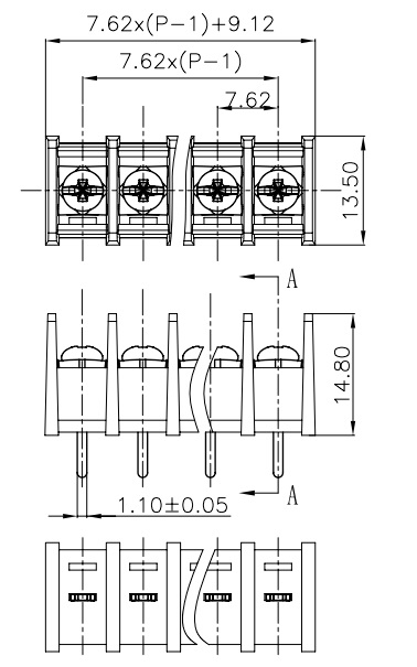 Клемник гвинтовий 7,62мм, 2 контакти