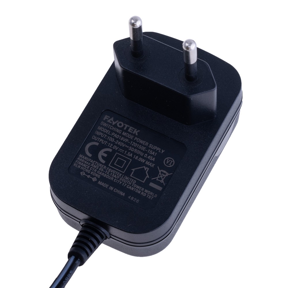 Блок живлення з вилкою 18W 12V, роз'єм:2.1x5.5 mm, PA018VP-120150E-15A1