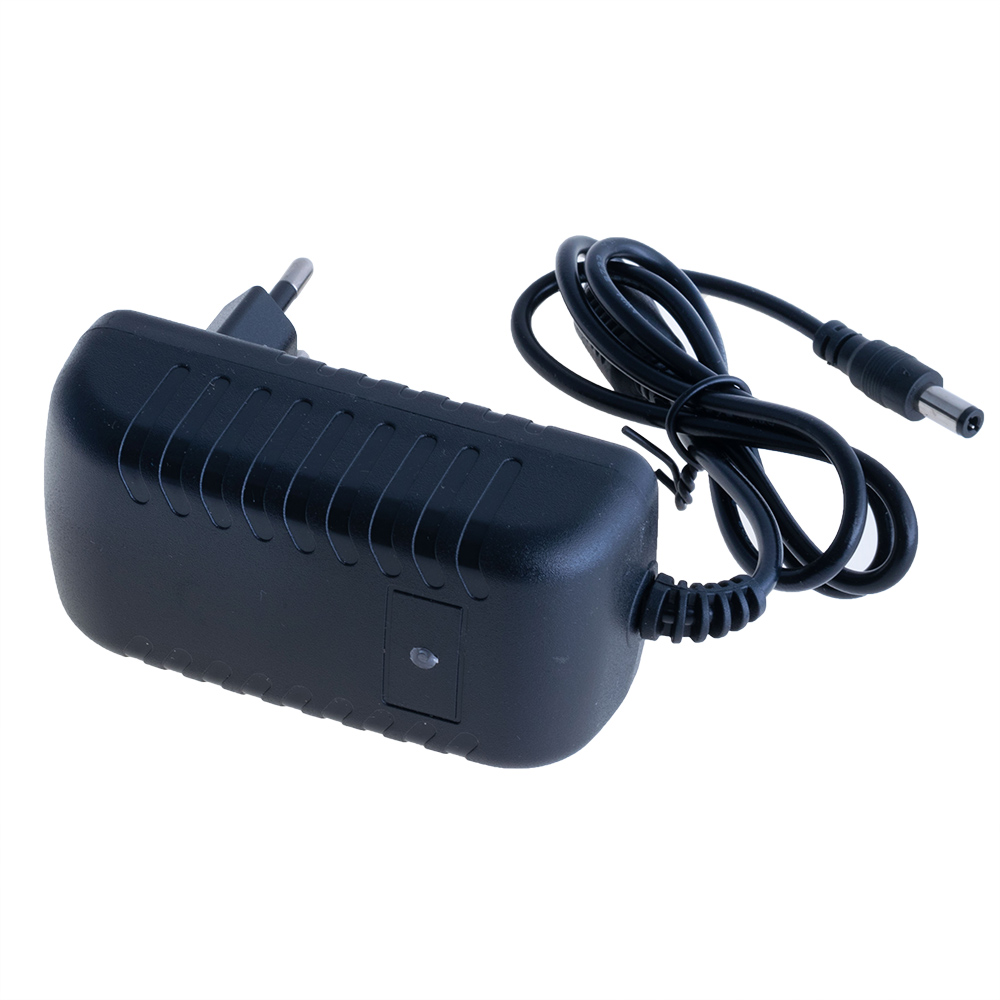 Блок живлення з вилкою 24W 12V, роз'єм:2.5x5.5мм, з феритовим фільтром, 92х50x45mm OV-A016