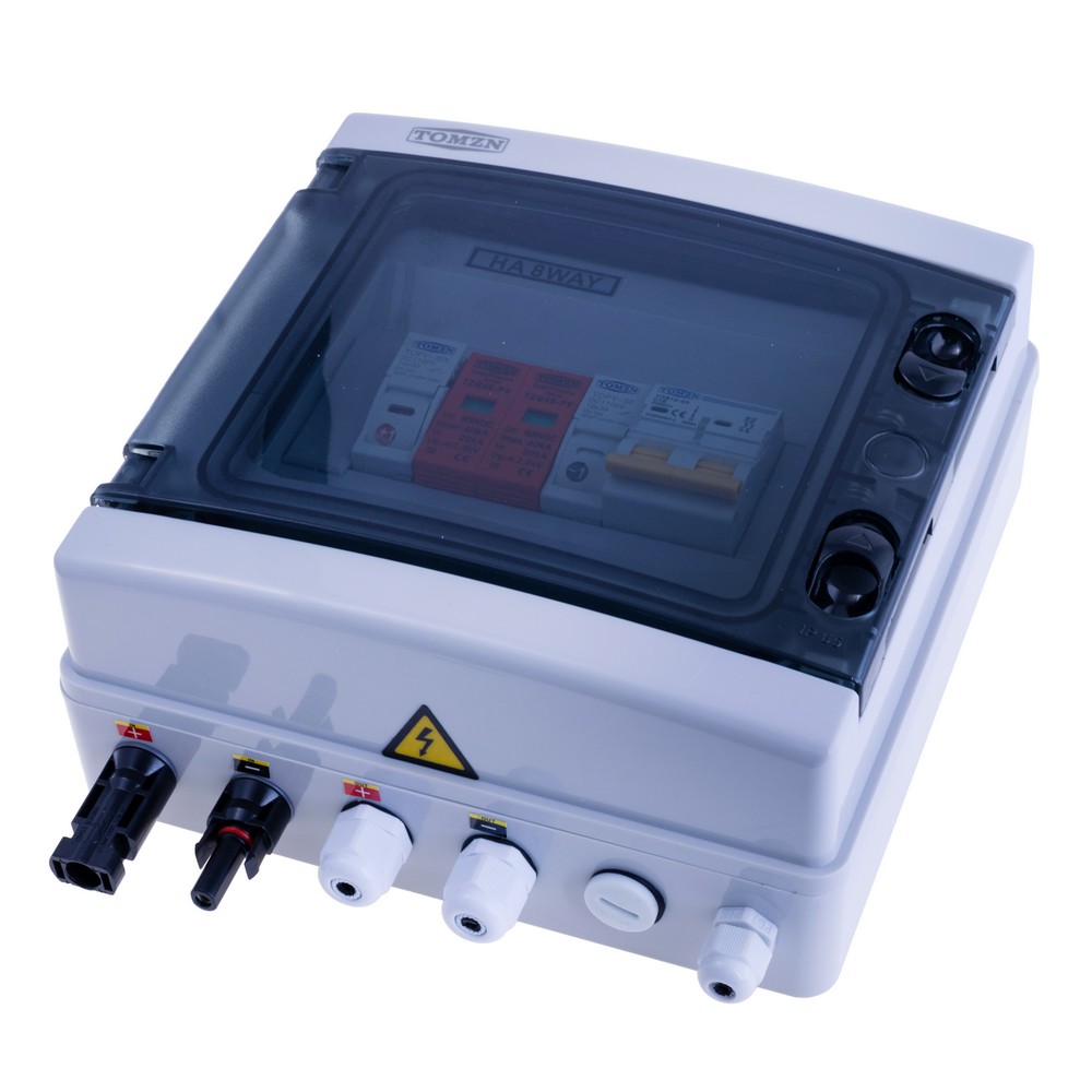 Збірка для захисту систем із сонячними панелями 1 input 1 out DC 600V Fuse MCB SPD Waterproof Box IP65 8ways 1 input 1 out DC 600V 16A DC MCB
