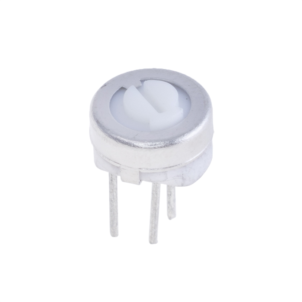1 kOhm 3329H-102-VTrons (потенціометр вивідний, регулювання зверху; D = 6,35мм, h = 4,57мм) 1 kOhm 3329H-102-VTrons (потенціометр вивідний, регулювання зверху; D = 6,35мм, h = 4,57мм)