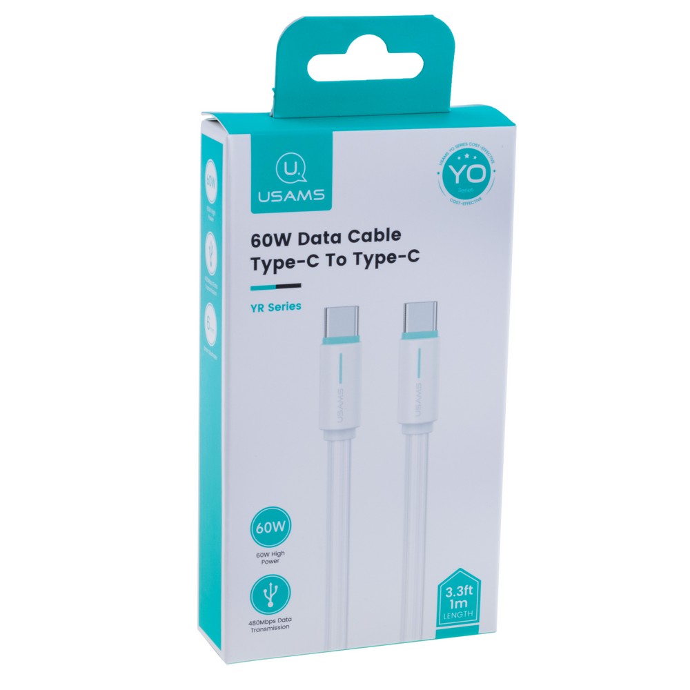 SJ734 60W Type-C To Type-C Bicolor Charging & Data Cable --YR Series 1m (SJ734USB02 White – USAMS) SJ734 60W Type-C To Type-C Bicolor Charging & Data Cable --YR Series 1m (SJ734USB02 White – USAMS)