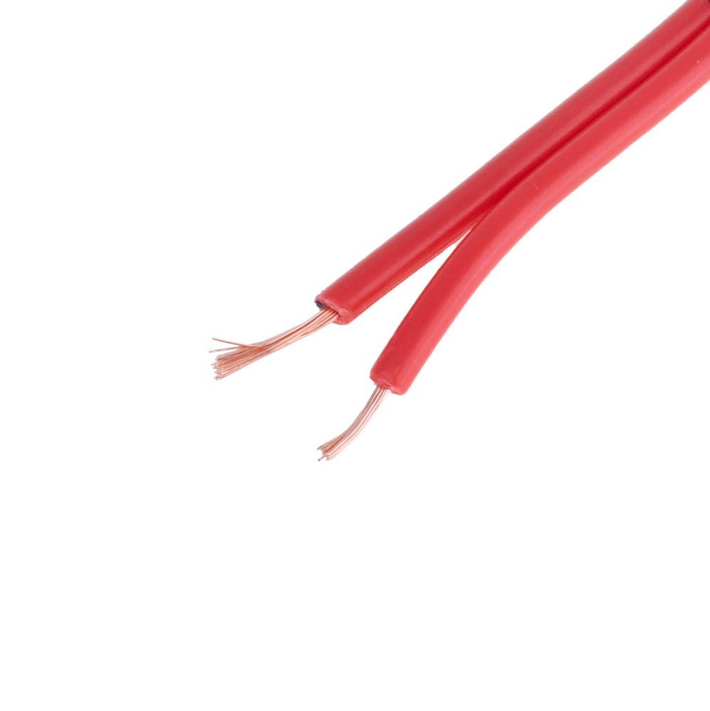Провід живлення плоский 2-жильний 22AWG (0.3mm² PVC, 16/0.15/AS) червоний з чорною полоскою