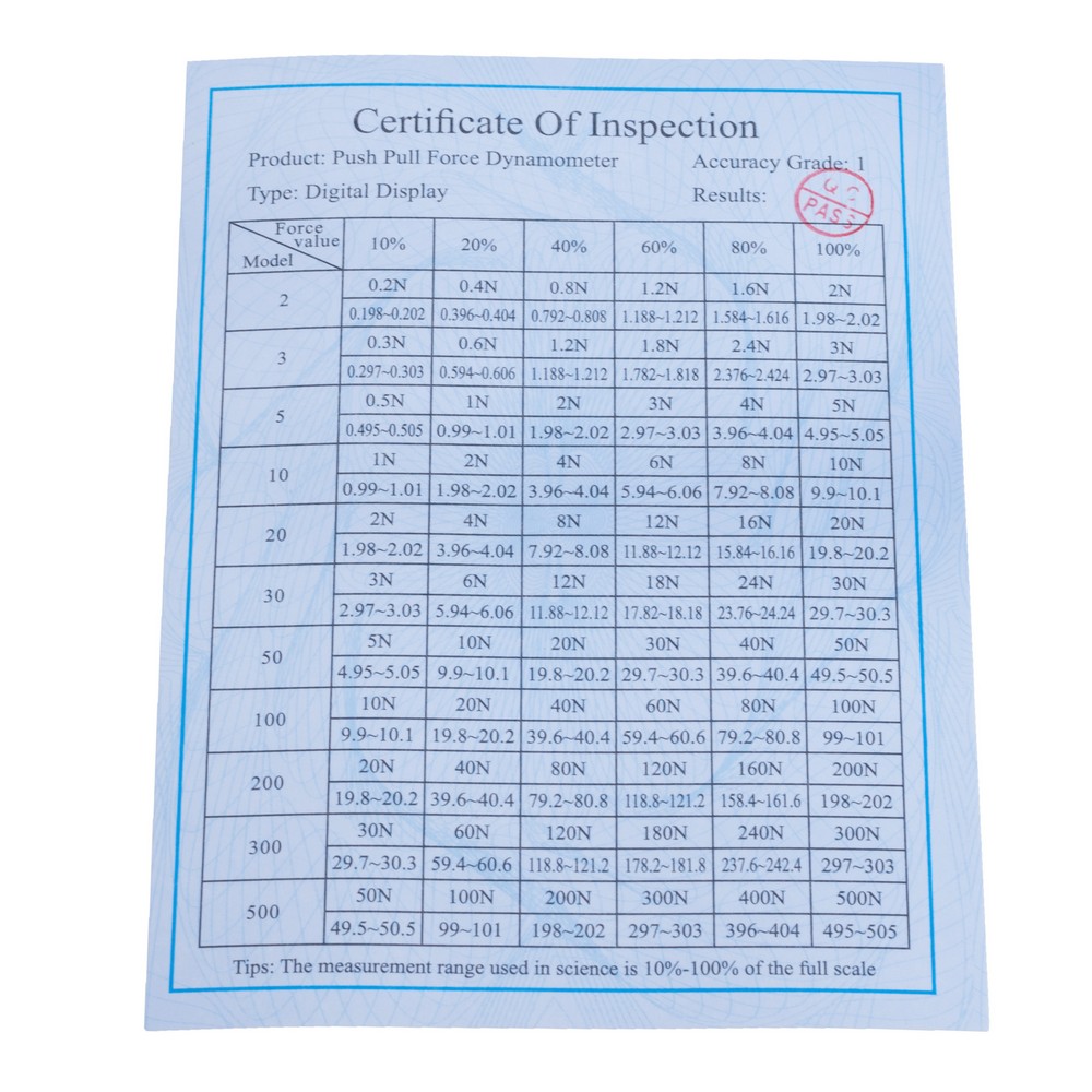Портативний цифровий динамометр 200N для вимірювання зусилля на розтяг  та натиск