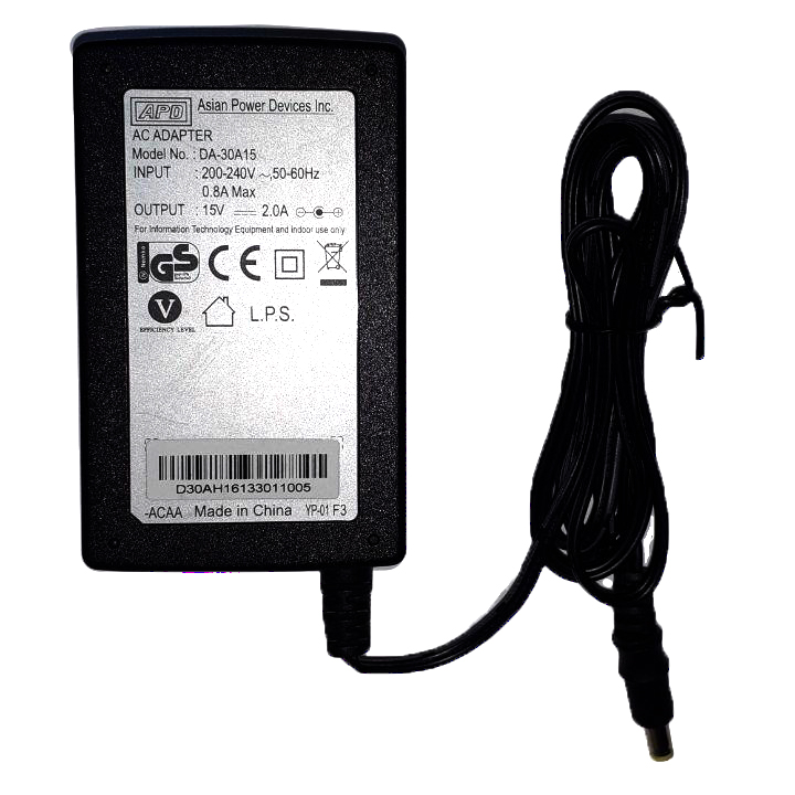 Блок живлення настільний 30W 15V, роз'єм:1.7x4,75mm DA30A15 Блок живлення настільний 30W 15V, роз'єм:1.7x4,75mm DA30A15