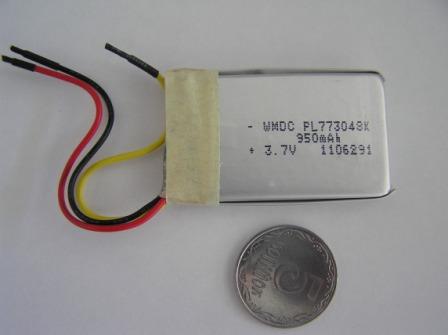 LiPo 950 mAh, 3,7V, 7,7х29,5х48,7мм Wanmabattery акумулятор літій-полімерний 773048PL