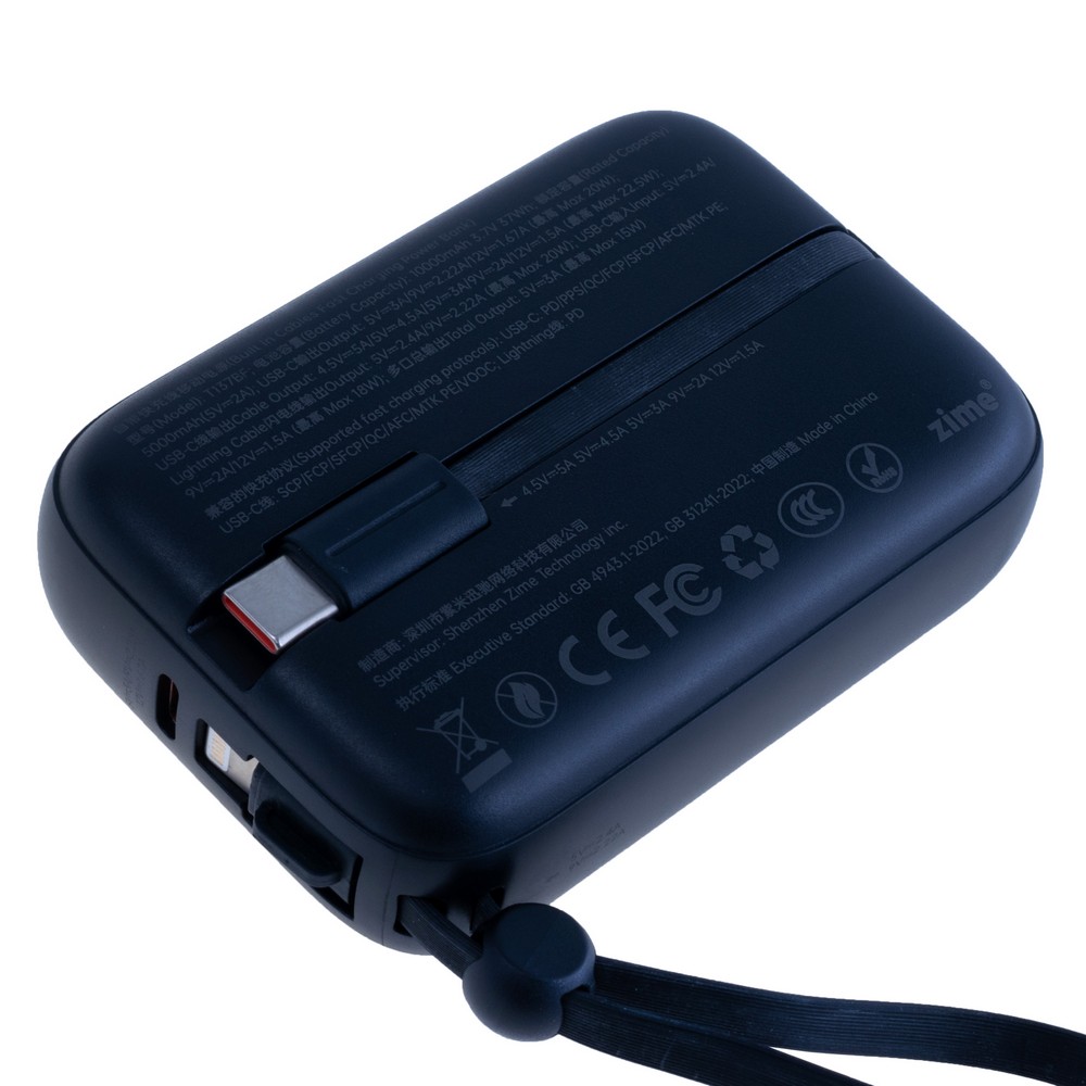 Power Bank 10000mAh 36.3Wh (5700mAh @ 5V/2A) 20W max Black (T137BF – zime)