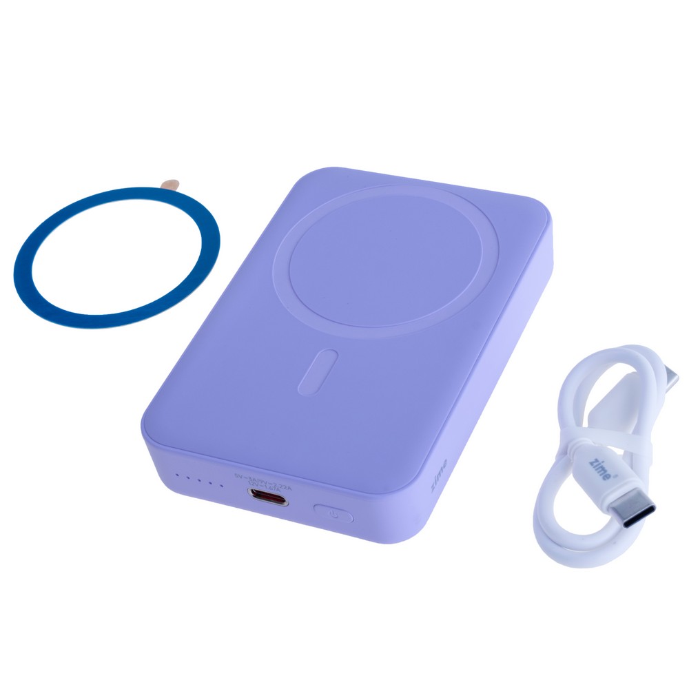 Power Bank 10000mAh 38.5Wh (6000mAh @ 5V/2A) 20W max Purple (WS-T156 – zime)